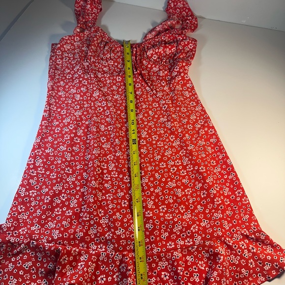 Hello Molly Red Floral Mini Dress Ruffle Straps Fit And Flare Cottagecore Size 6 - Picture 9 of 11